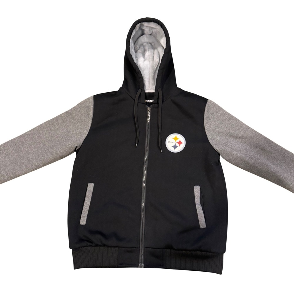 Under Armour Pittsburgh Steelers Full Zip Hoodie Medium Black Gray Sherpa Lined